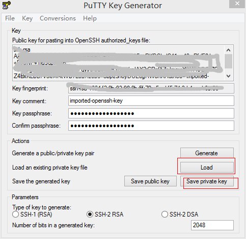 puttygen转换密钥格式
