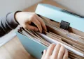 Person choosing document in folder
