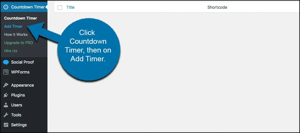 Click countdown timer and then add timer