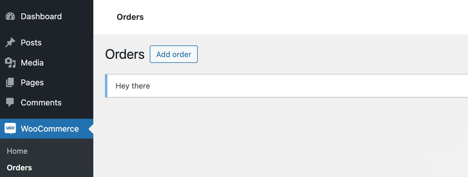 admin notices in HPOS orders WooCommerce