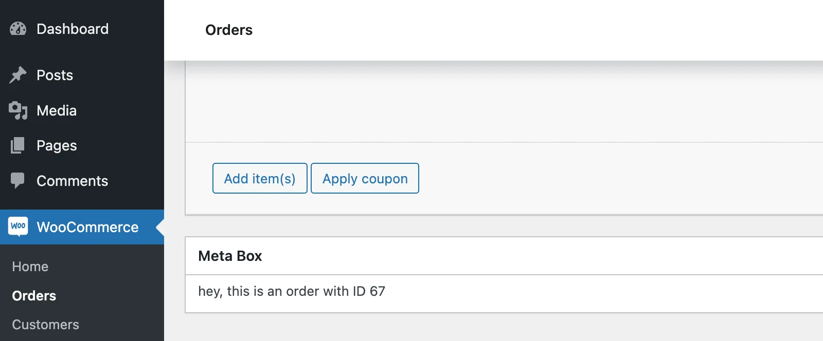 WooCommerce orders custom meta box with HPOS support